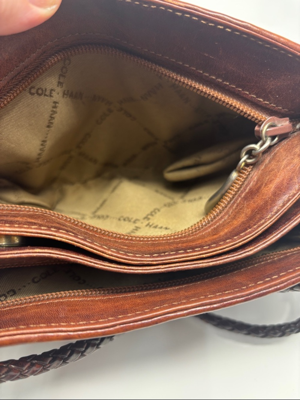 Woven Crossbody Shoulder Bag in Dark Brown Cole Haan - Picture 6 of 9